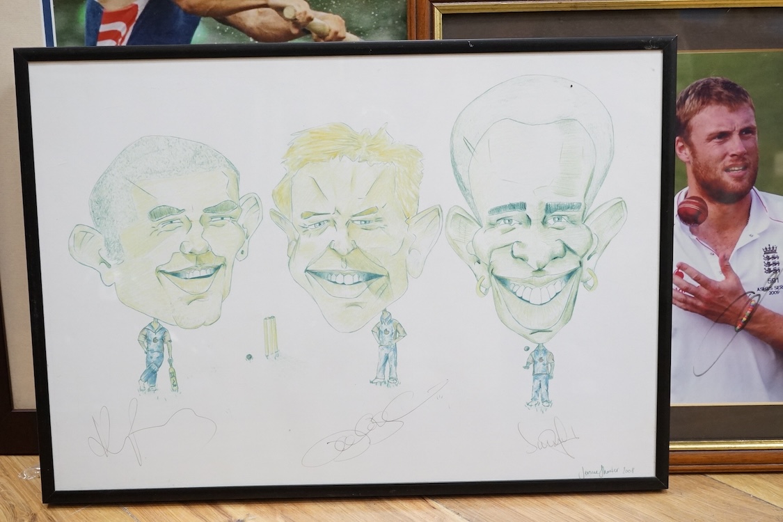 A collection of signed limited edition sporting prints, including, ‘’England Legends, Martin Johnson, Jason Leonard and Jonny Wilkinson’’; The Surrey Legends [cricket]; Freddie Flintoff, Matthew Pinsent and Steve Redgrav